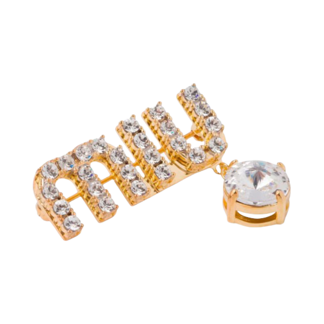 미우 미우 크리스탈 펜던트 브로치 골드 크리스탈(Miu Miu Brooch with Crystal Pendant Gold Crystal) - 2