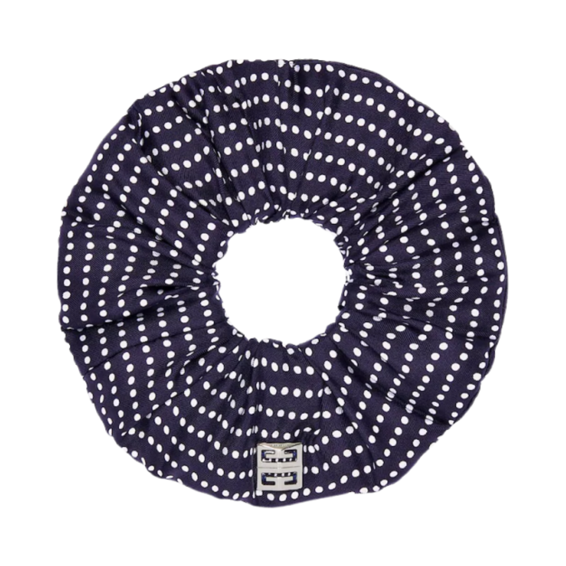 (W) 지방시 실크 오버사이즈 도트 헤어밴드 네이비 화이트((W) Givenchy Silk Oversized Dots Hairband Navy White)