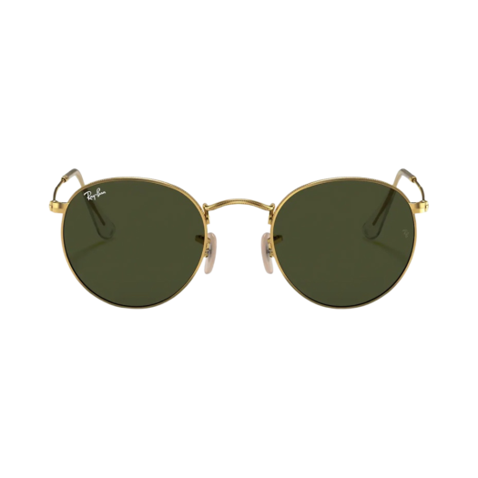 RB3447-001 Ray-Ban Round Metal Polished Gold Frame Green Classic G-15 Lenses