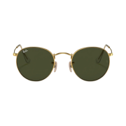 Ray-Ban Round Metal Polished Gold Frame Green Classic G-15 Lenses