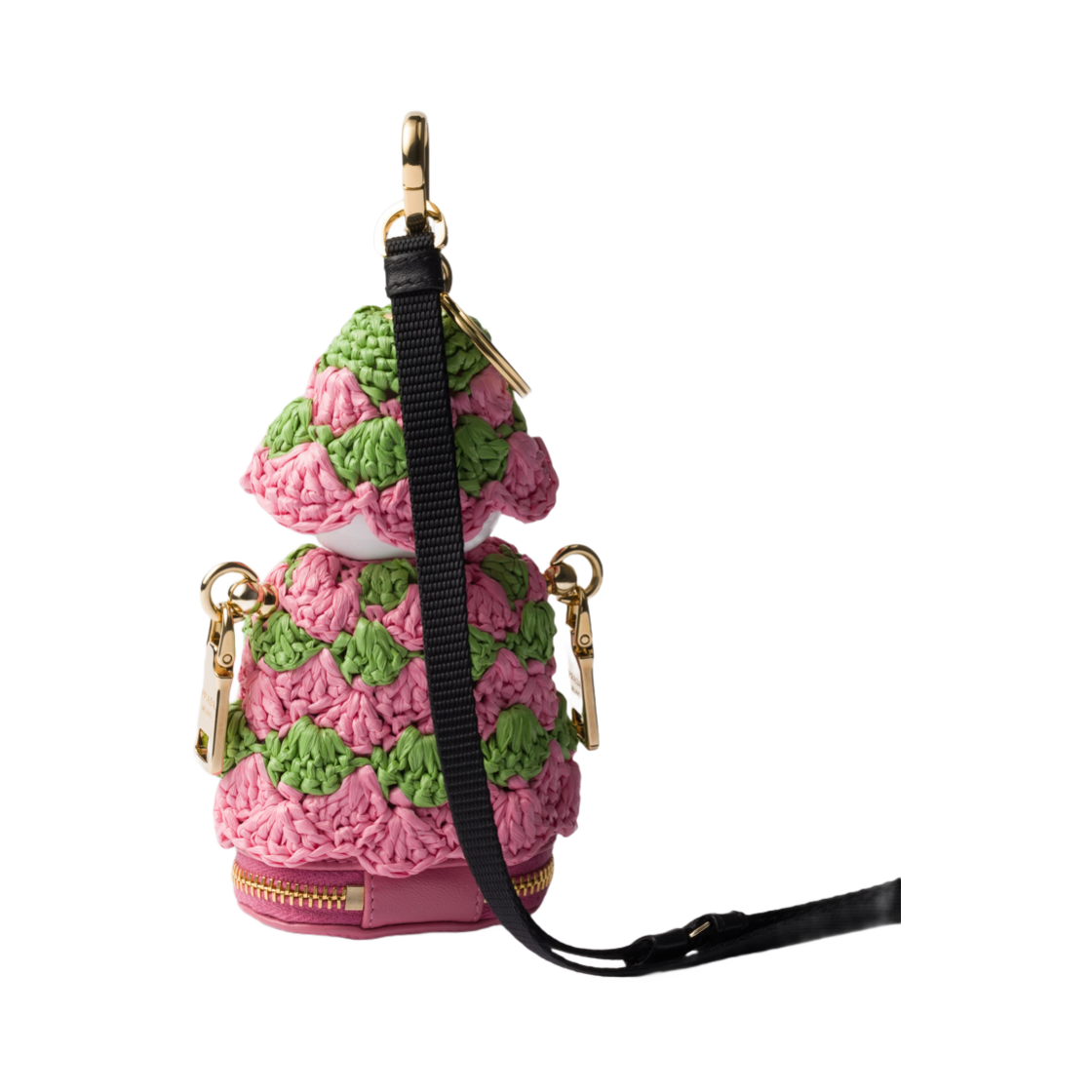프라다 소프트 로봇 크로쉐 백 펜던트 페탈 핑크 론 그린(Prada Soft Robot Crochet Bag Pendant Petal Pink Lawn Green) - 2