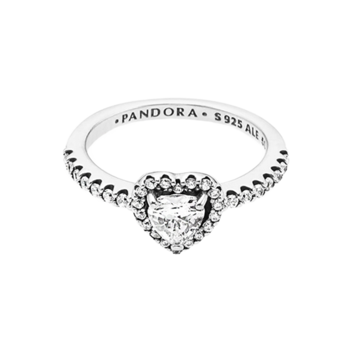 (W) 판도라 엘리베이티드 하트 링 스털링 실버 클리어((W) Pandora Elevated Heart Ring Sterling Silver Clear) - 1