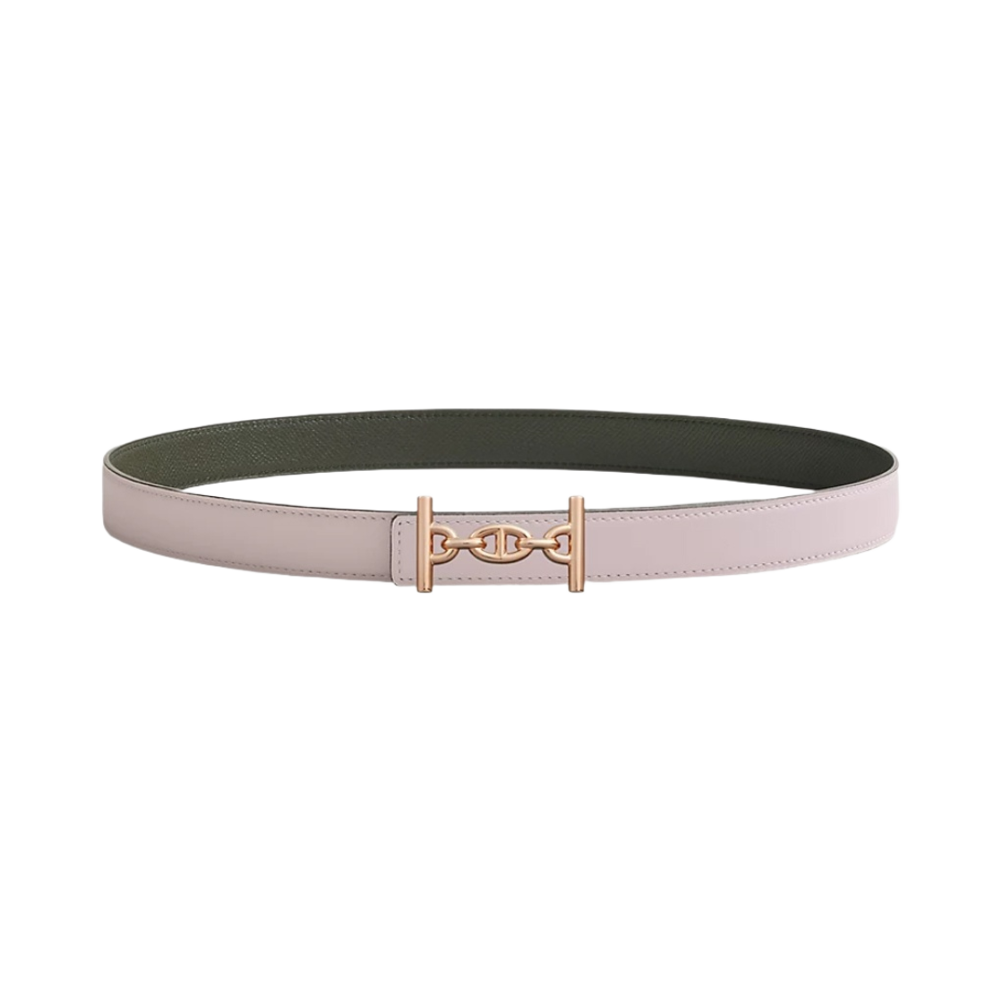 (W) 에르메스 라군 벨트 버클 & 리버서블 가죽 스트랩 24mm & 핑크 골드 모브 빨 베르 드 그리((W) Hermes Lagune Belt Buckle & Reversible Leather Strap 24mm & Pink Gold Mauve Pale Vert De Gris) - 1