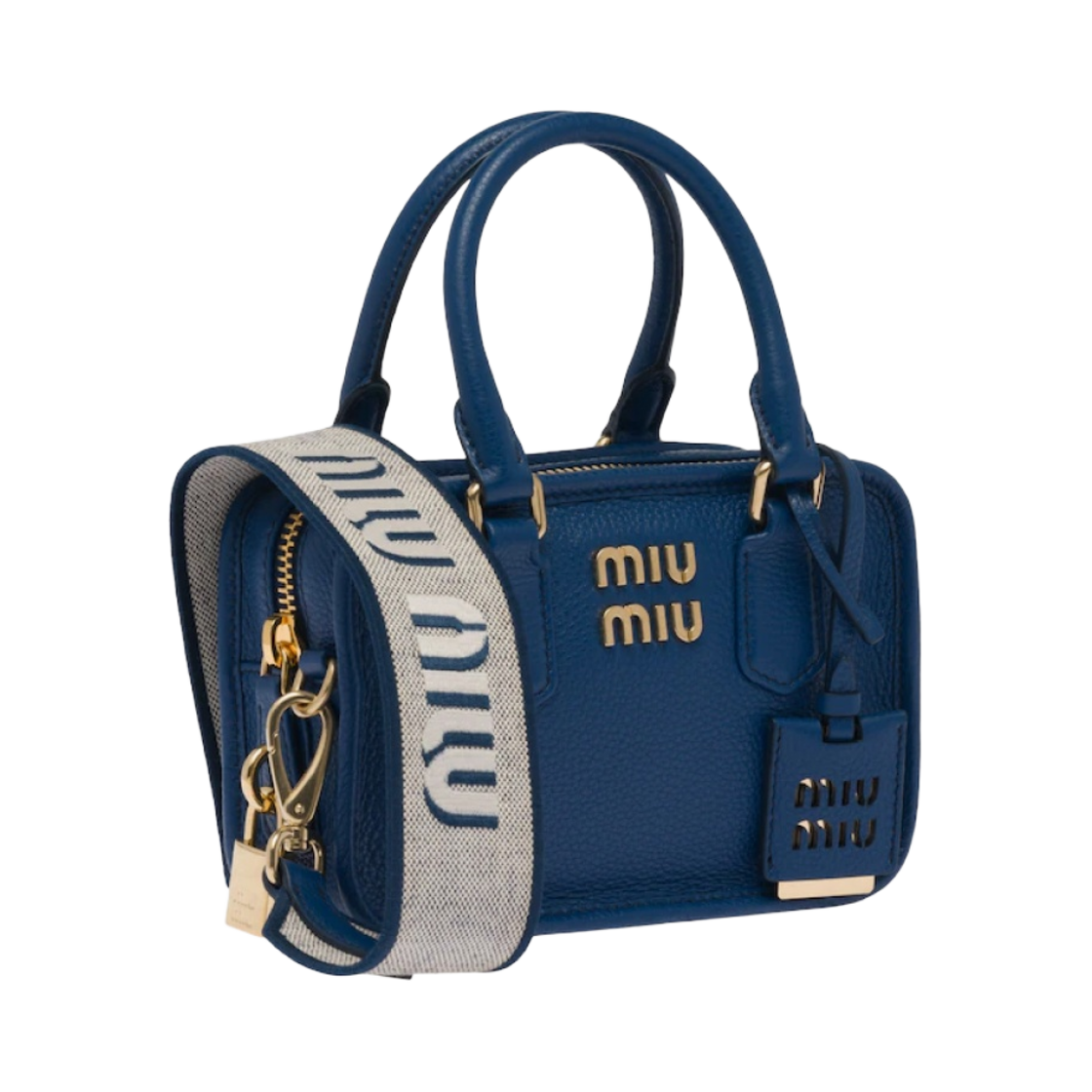 미우 미우 가죽 숄더 스트랩 탑 핸들백 블루에뜨(Miu Miu Leather Shoulder Strap Top Handle Bag Bluette) - 2