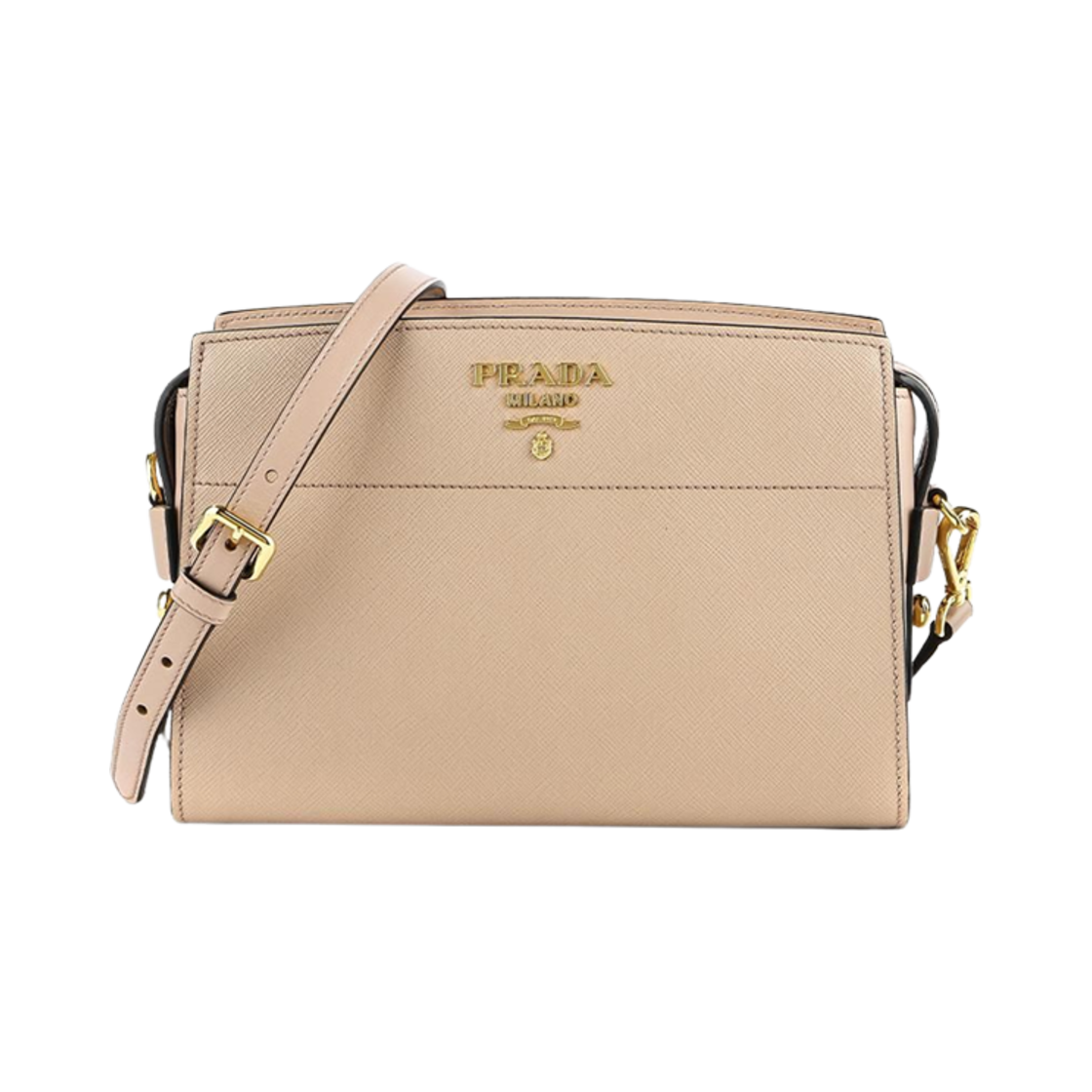 1BH079-2E8K-F0770 Prada Vitello Phenix Double Zipped Crossbody Bag Cameo Beige