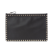 Valentino Rockstud Calfskin Pouch Black