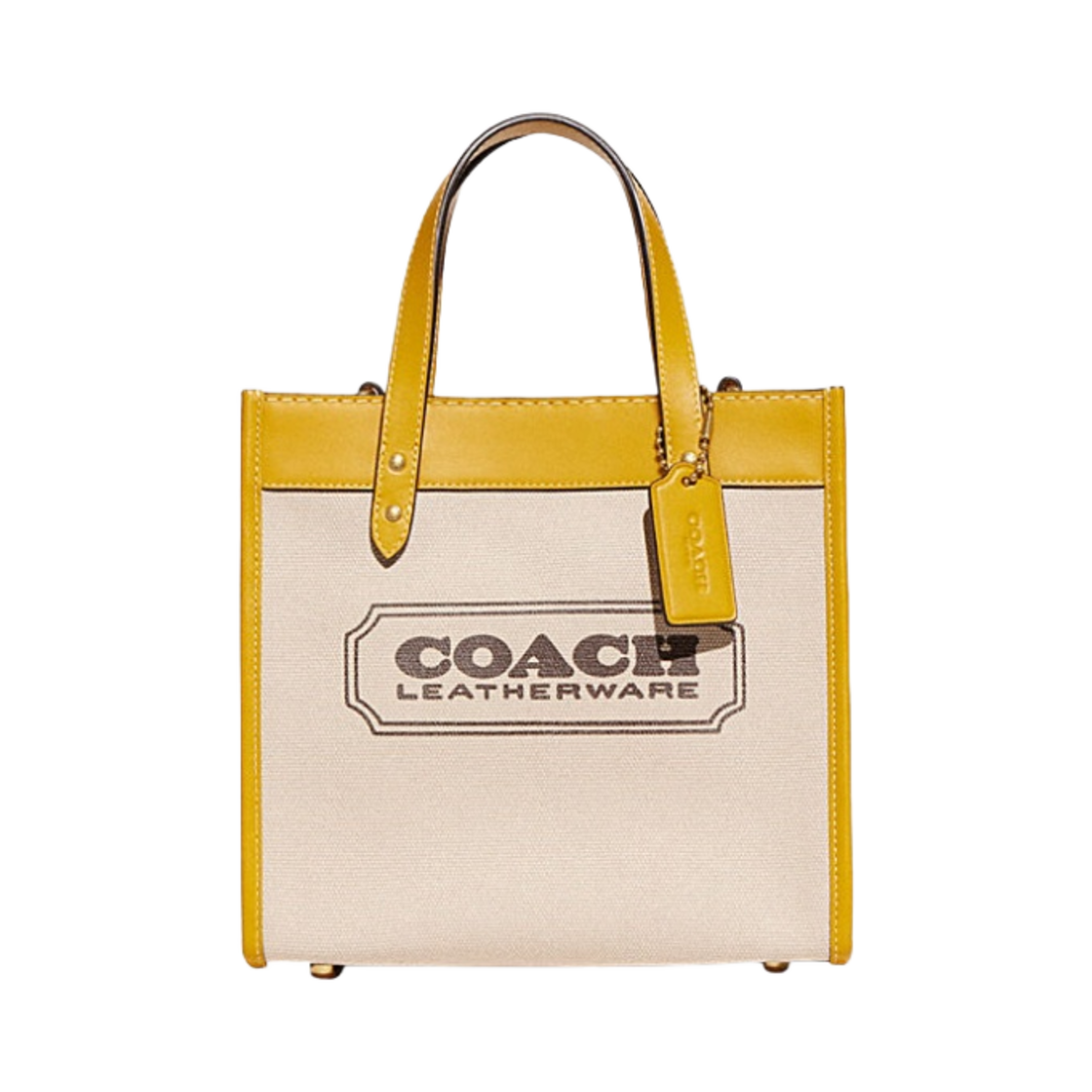 코치 필드 토트백 22 내츄럴 캔버스 옐로우 골드(Coach Field Tote Bag 22 Natural Canvas Yellow Gold) - 1