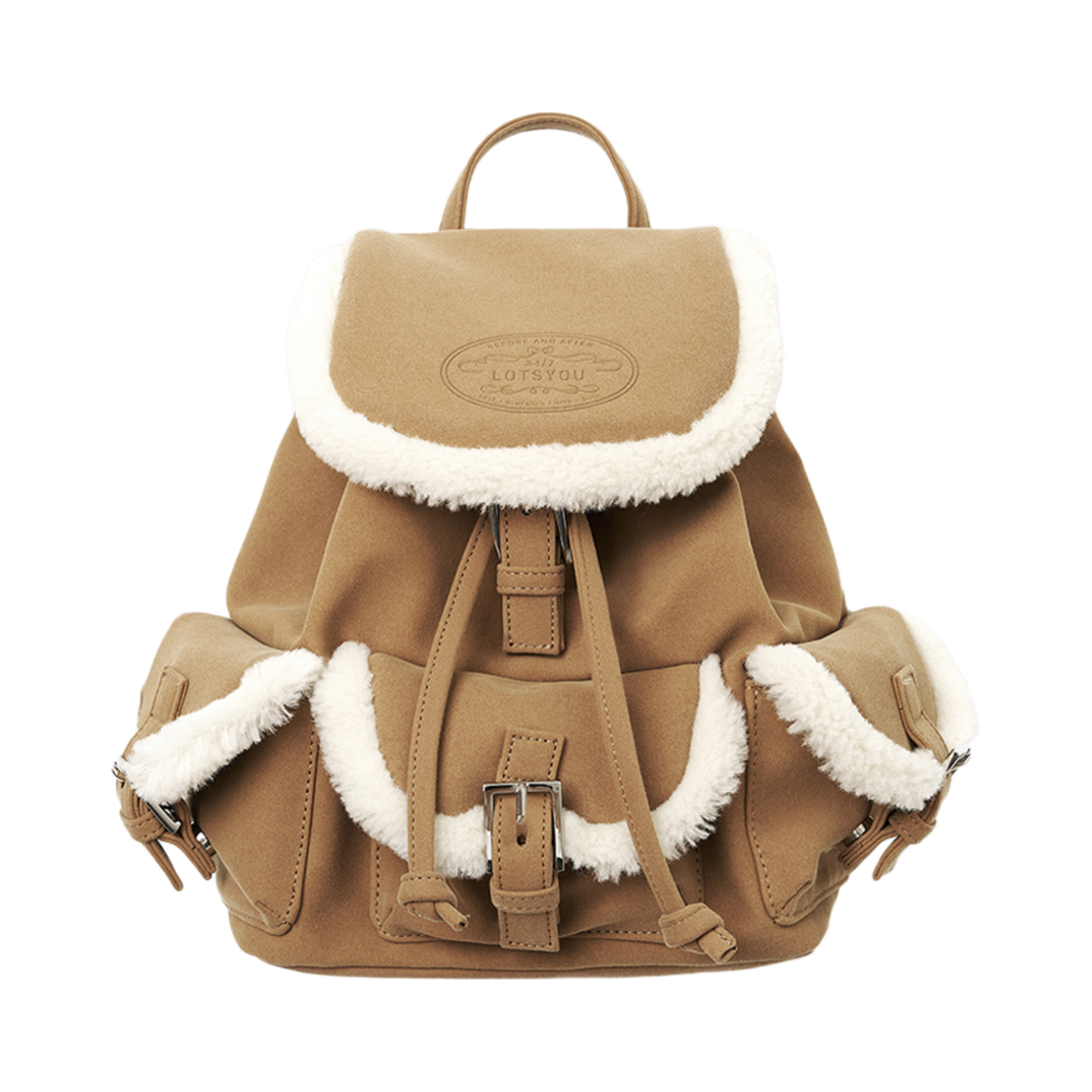 PWTF5BAW528 lotsyou_Nostalgia Chubby Shearling Backpack Brown