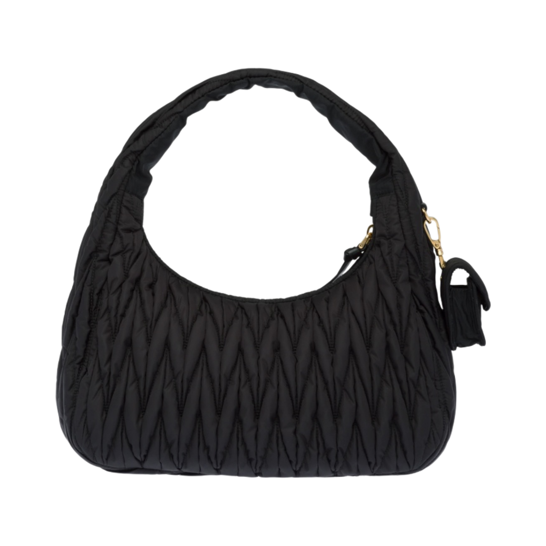 미우 미우 완더 마테라쎄 재생 나일론 호보백 블랙(Miu Miu Wander Matelasse Regenerated Nylon Hobo Bag Black) - 3