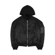 Juun.J Nylon Jersey Hooded Detachable MA-1 Jumper Black - 24FW
