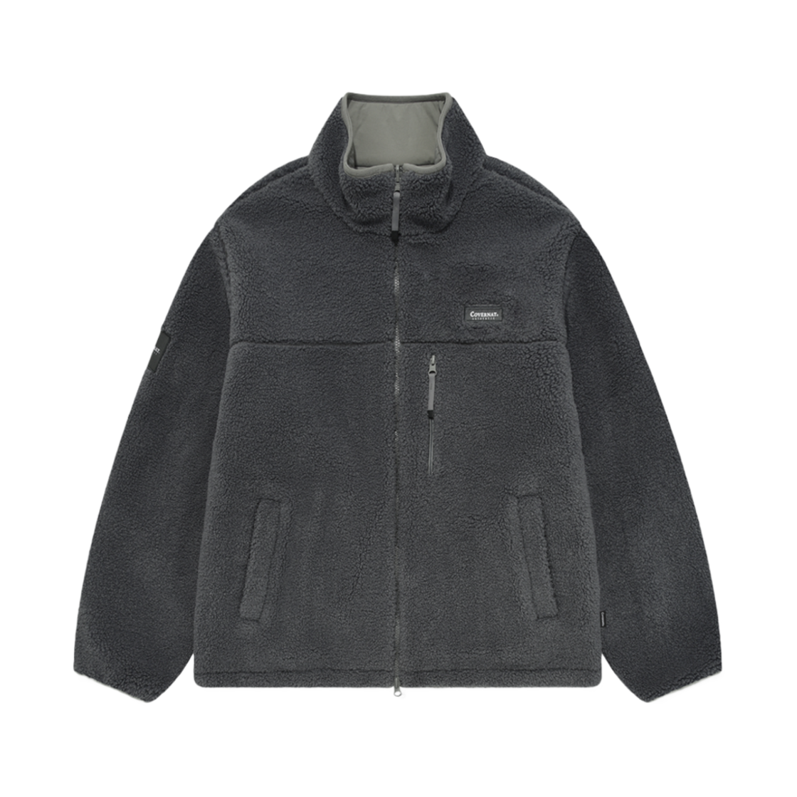 커버낫 리버시블 컴피보아 집업 자켓 차콜(Covernat Reversible Comfy Boa Zip Up Jacket Charcoal)