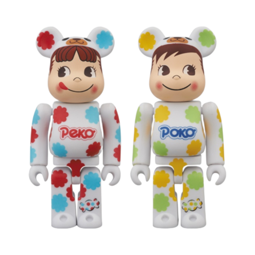 Bearbrick Fujiya Milky Peko-chan & Poko-chan 2 Pack 100%