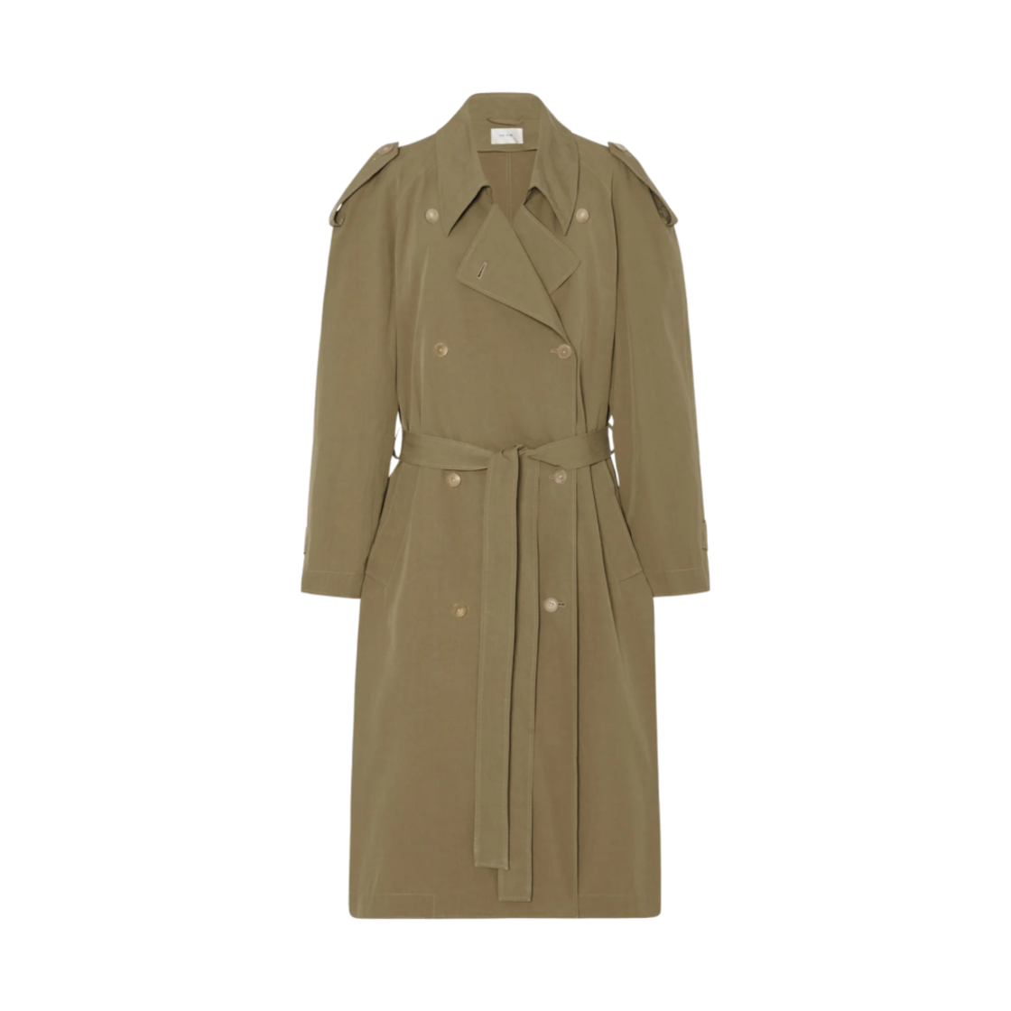 (W) 더 로우 덴버 코트 코튼 올리브((W) The Row Denver Coat in Cotton Olive)