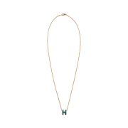 (W) Hermes Mini Pop H Pendant Gold & Bleu Jean