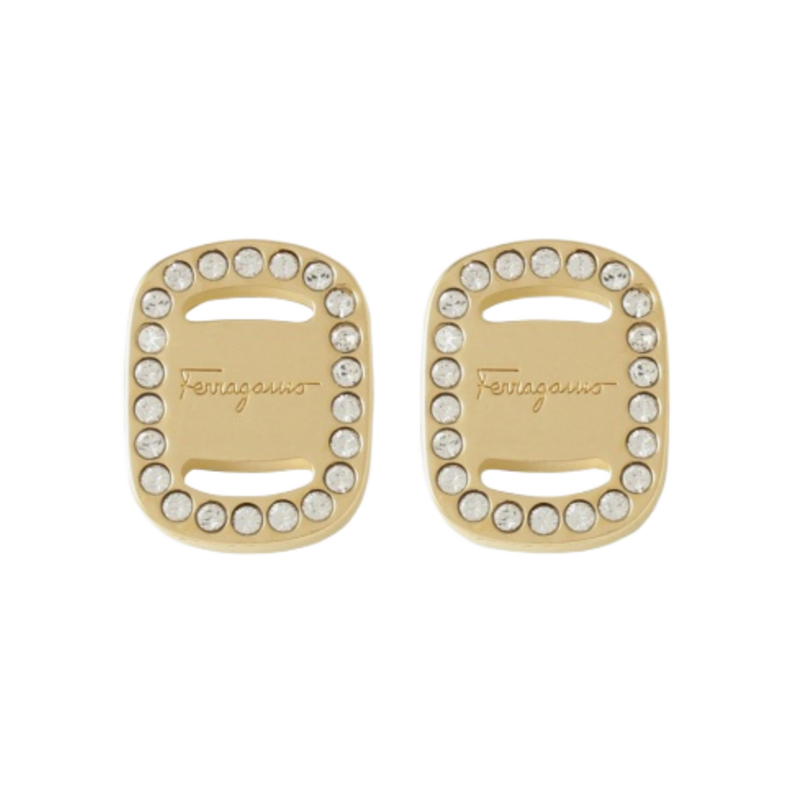 (W) 페라가모 바라 플레이트 스몰 이어링 글래스 브래스 & 골드