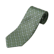 Ferragamo Gancini Print Silk Tie Green