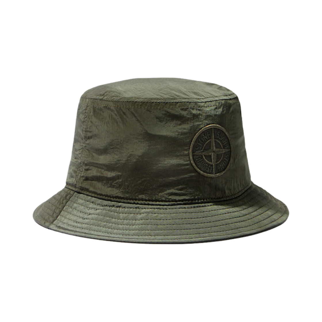K1S1591000-09S0076-V0059 Stone Island 9100009 Nylon Metal in Econyl Bucket Hat with Logo and Mesh Lining Musk Green - 25SS