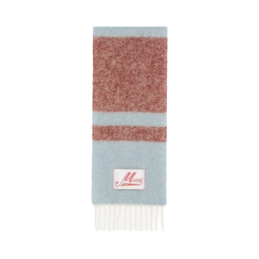 Marni Alpaca Logo Patch Scarf Grey MultiColor