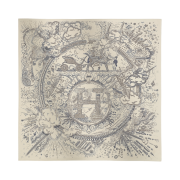 (W) Hermes Please Hold The Line Scarf 90 Creme Bleu Gris