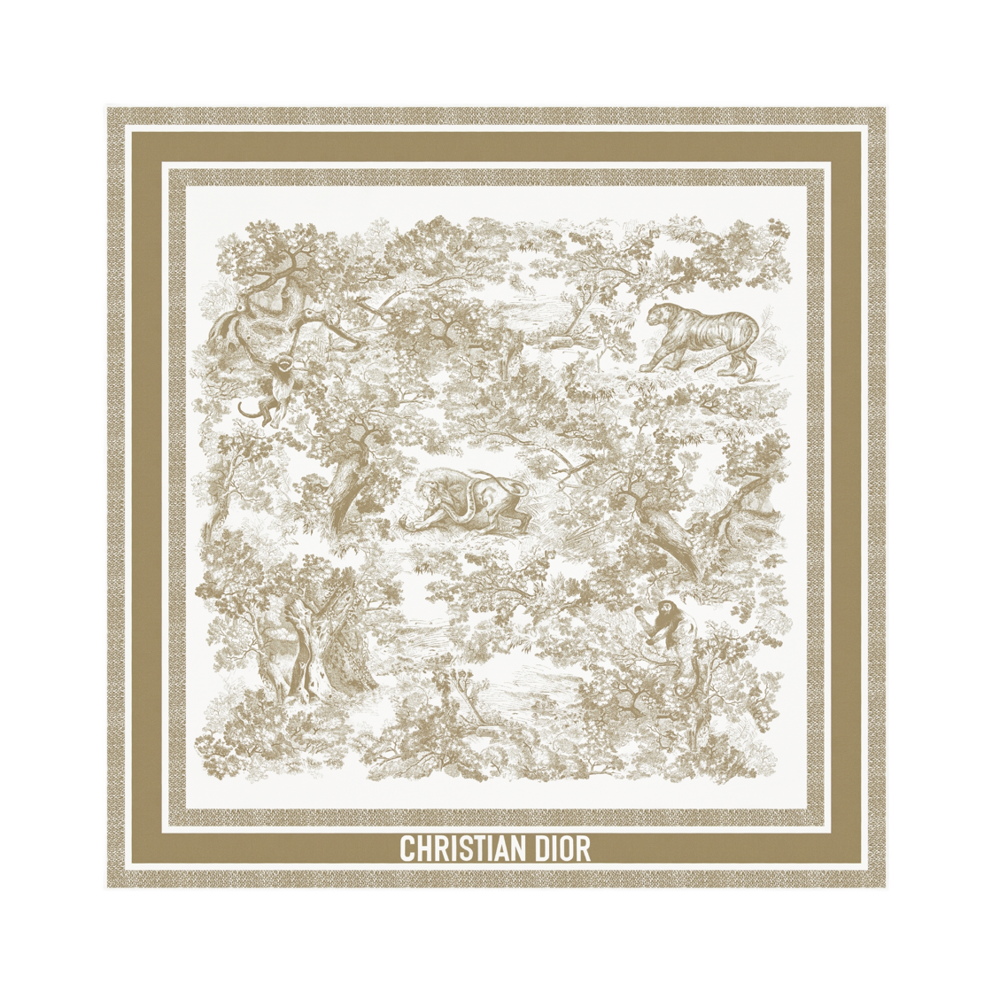 (W) 디올 디올리비에라 트왈 드 주이 소바쥬 90 스퀘어 스카프 실크 트윌 화이트 베이지((W) Dior Dioriviera Toile De Jouy Sauvage 90 Square Scarf Silk Twill White Beige)