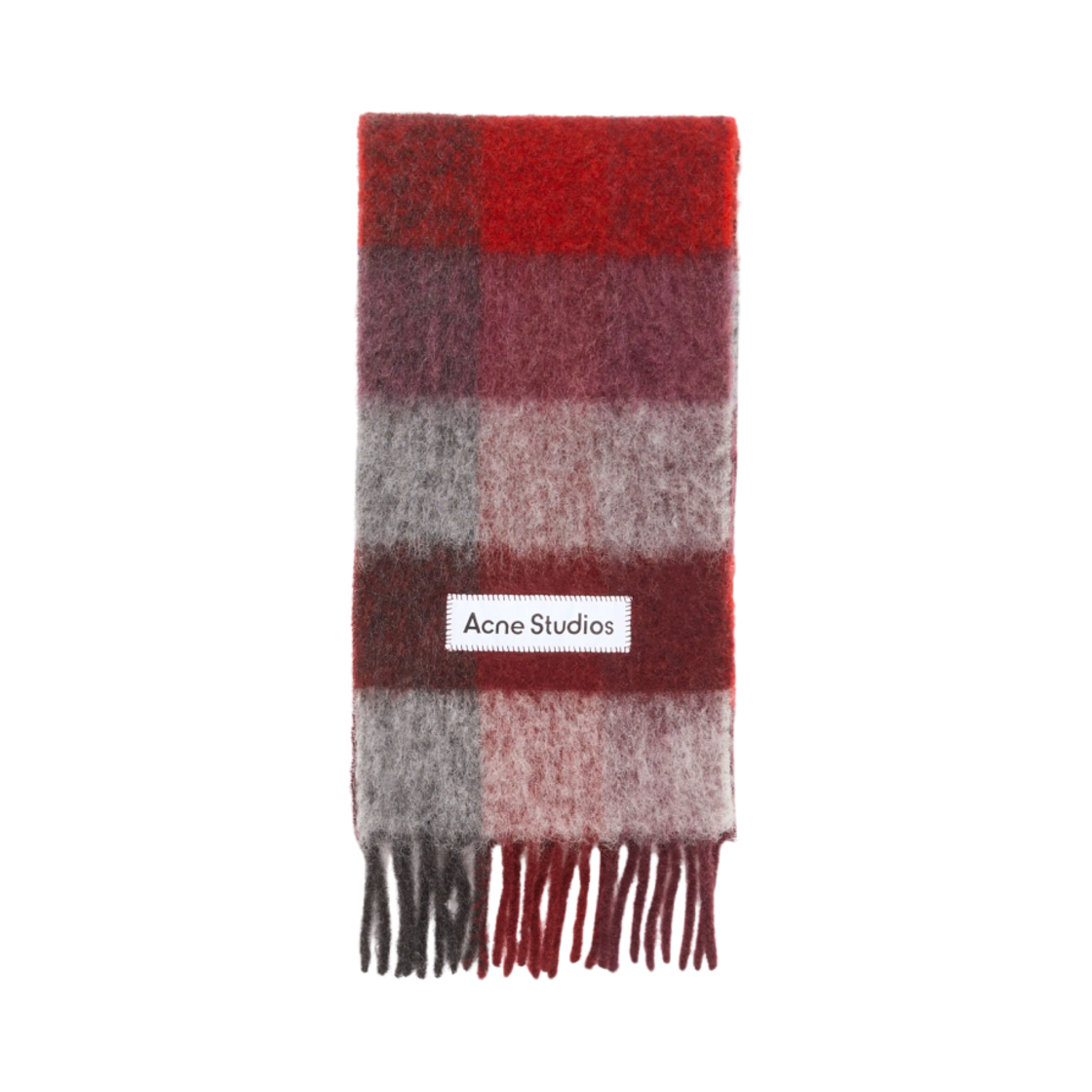 (W) 아크네 스튜디오 모헤어 체크 머플러 레드 블랙((W) Acne Studios Mohair Checked Muffler Red Black)
