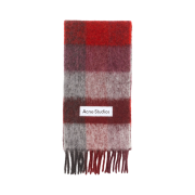 (W) Acne Studios Mohair Checked Muffler Red Black