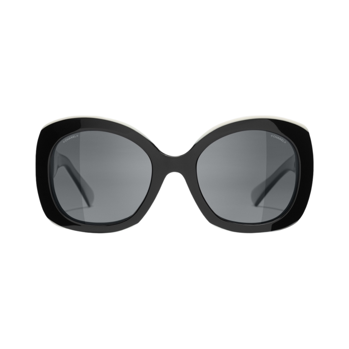 샤넬 스퀘어 선글라스 아세테이트 & 블랙 화이트 프레임 그레이 렌즈(Chanel Square Sunglasses Acetate & Black White Frame Grey Lenses) - 1