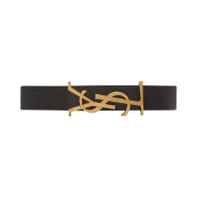 Saint Laurent Opyum Bracelet in Leather Gold Black