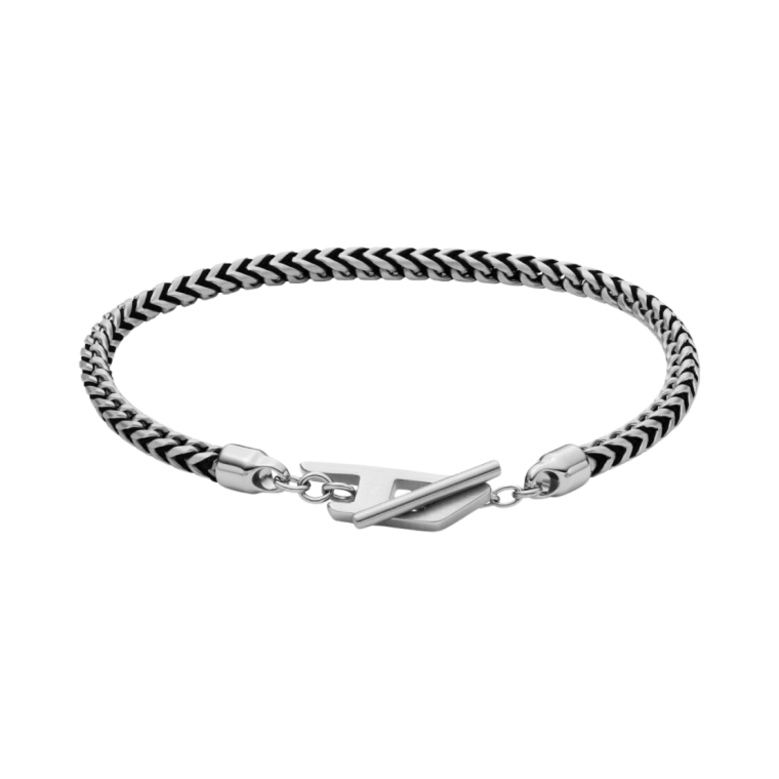 디젤 Dx1551040 스테인리스 스틸 체인 브레이슬릿 실버 블랙(Diesel Dx1551040 Stainless Steel Chain Bracelet Silver Black)