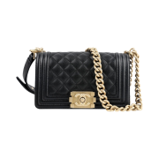 Chanel Small Boy Chanel Handbag Grained Calfskin & Gold Black