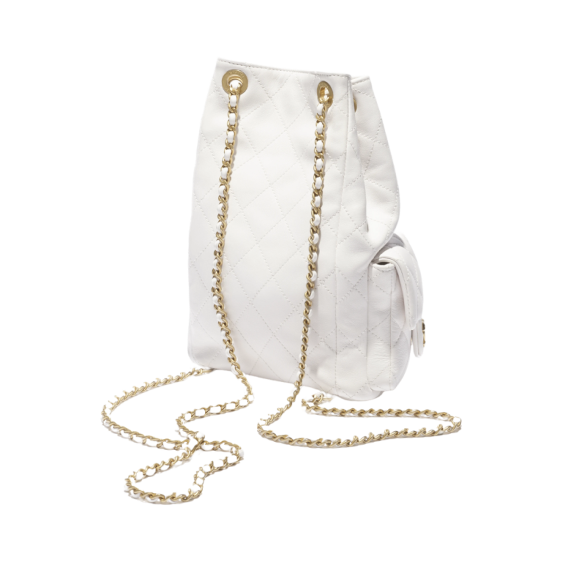 샤넬 백팩 샤이니 램스킨 & 골드 메탈 화이트(Chanel Backpack Shiny Lambskin & Gold White) - 3
