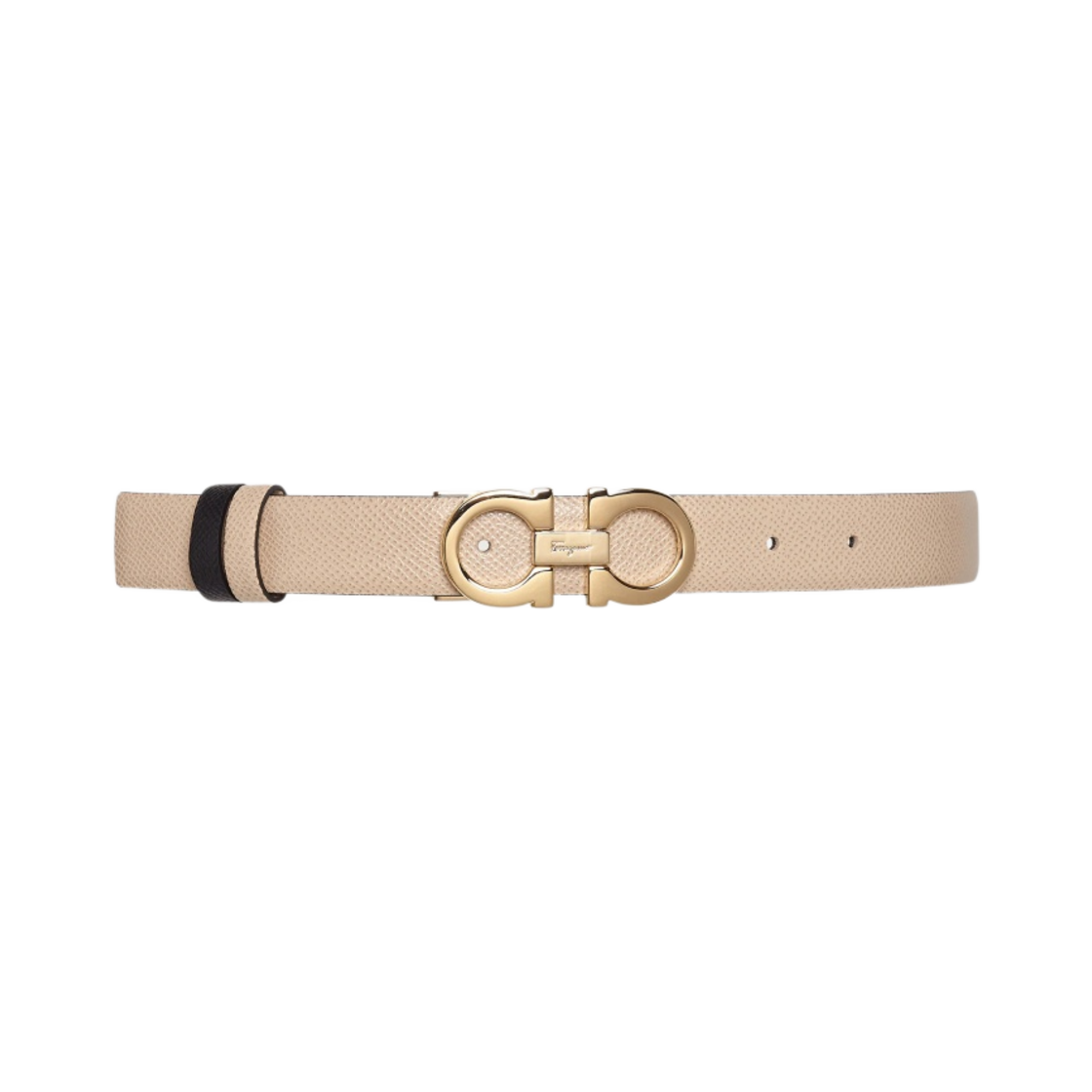 (W) 페라가모 리버시블 어드저스터블 간치니 벨트 마카다미아 블랙((W) Ferragamo Reversible and Adjustable Gancini Belt Macadamia Black) - 1