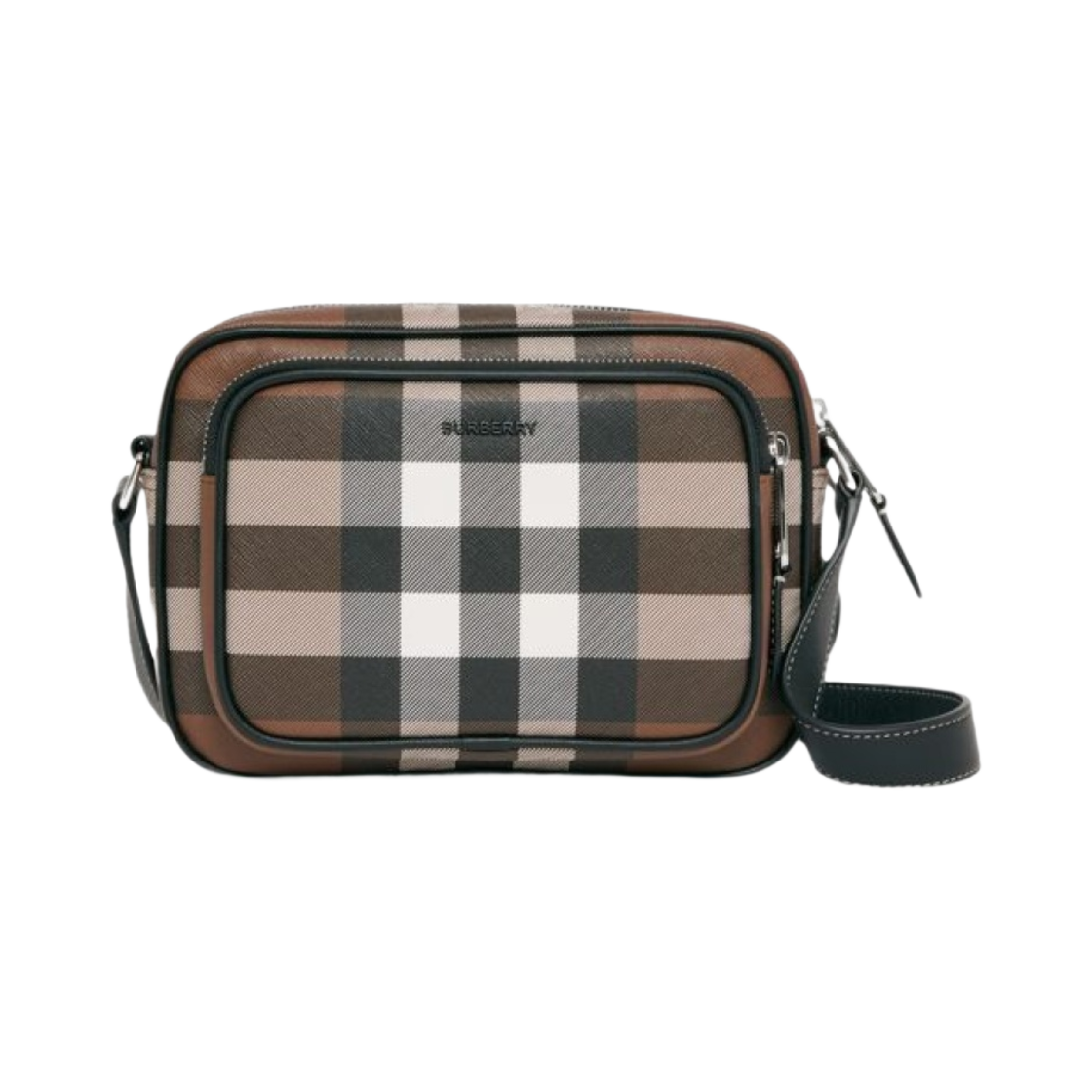 8049145 Burberry Check Crossbody Bag Dark Birch Brown