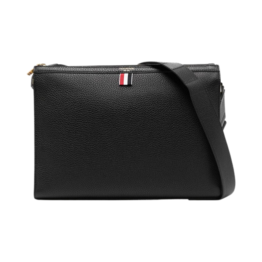 UAG177A-L0090-001 Thom Browne 4-Bar Pebble Grain Crossbody Bag Black