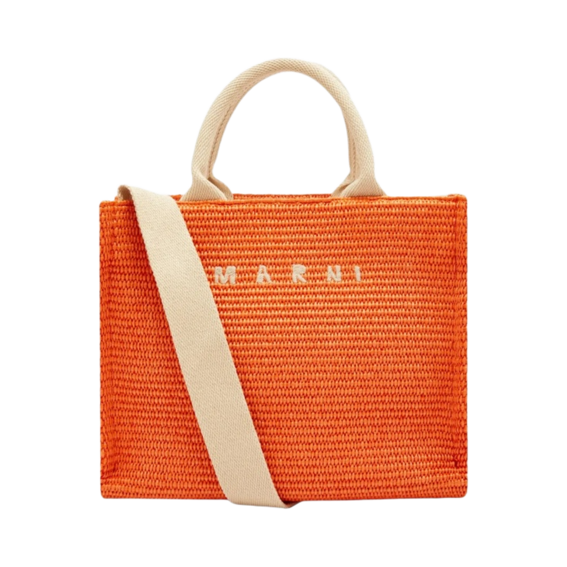 SHMP0077U0-P3860-00R17 Marni Raffia Small Tote Bag Carrot
