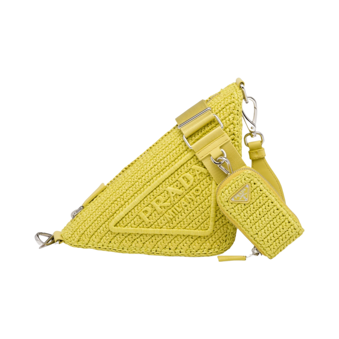 1BH190-2A2T-F0322 Prada Raffia Triangle Bag Citron Green - 대표 이미지 #1
