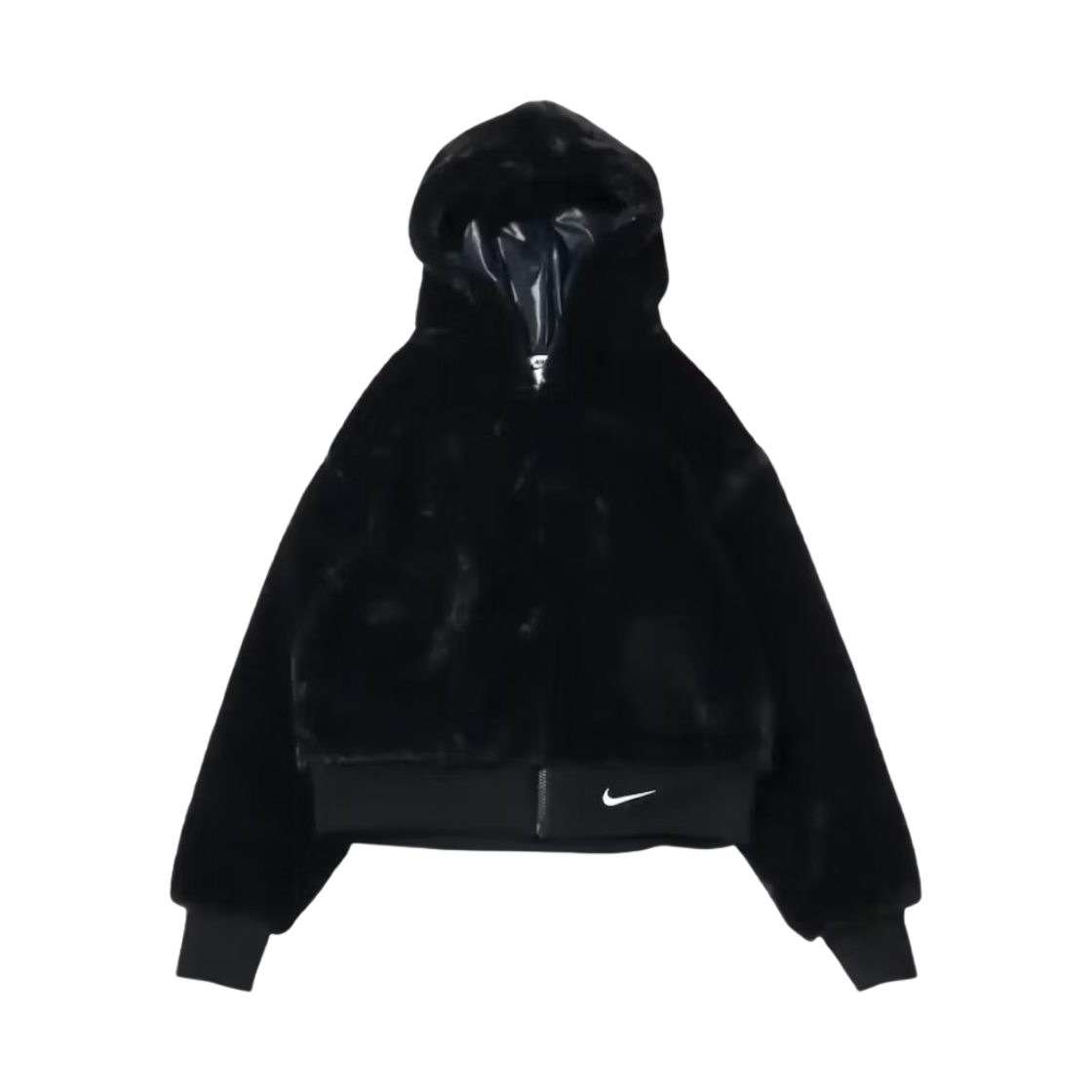 (W) 나이키 NSW 에센셜 포우 퍼 자켓 블랙 - 아시아((W) Nike NSW Essentials Faux Fur Jacket Black - Asia) - 2