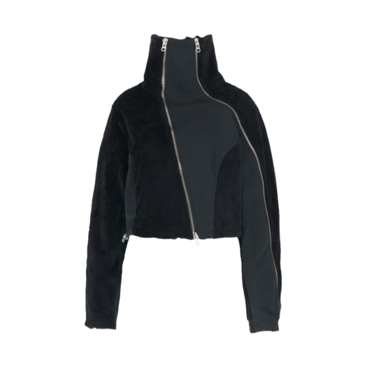 24fw14 Surgery Cross Zip Crop Fleece Jacket Black
