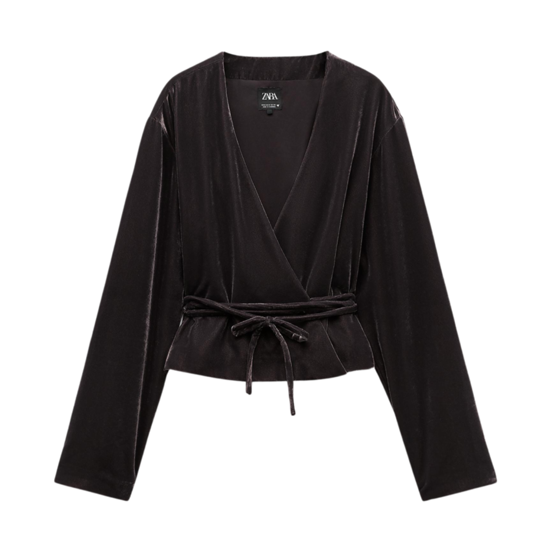 (W) 자라 벨벳 랩 자켓 브라운((W) Zara Velvet Wrap Jacket Brown) - 1