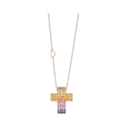 Damiani Belle Epoque Rainbow Sapphires 20x26mm Necklace Pink Gold