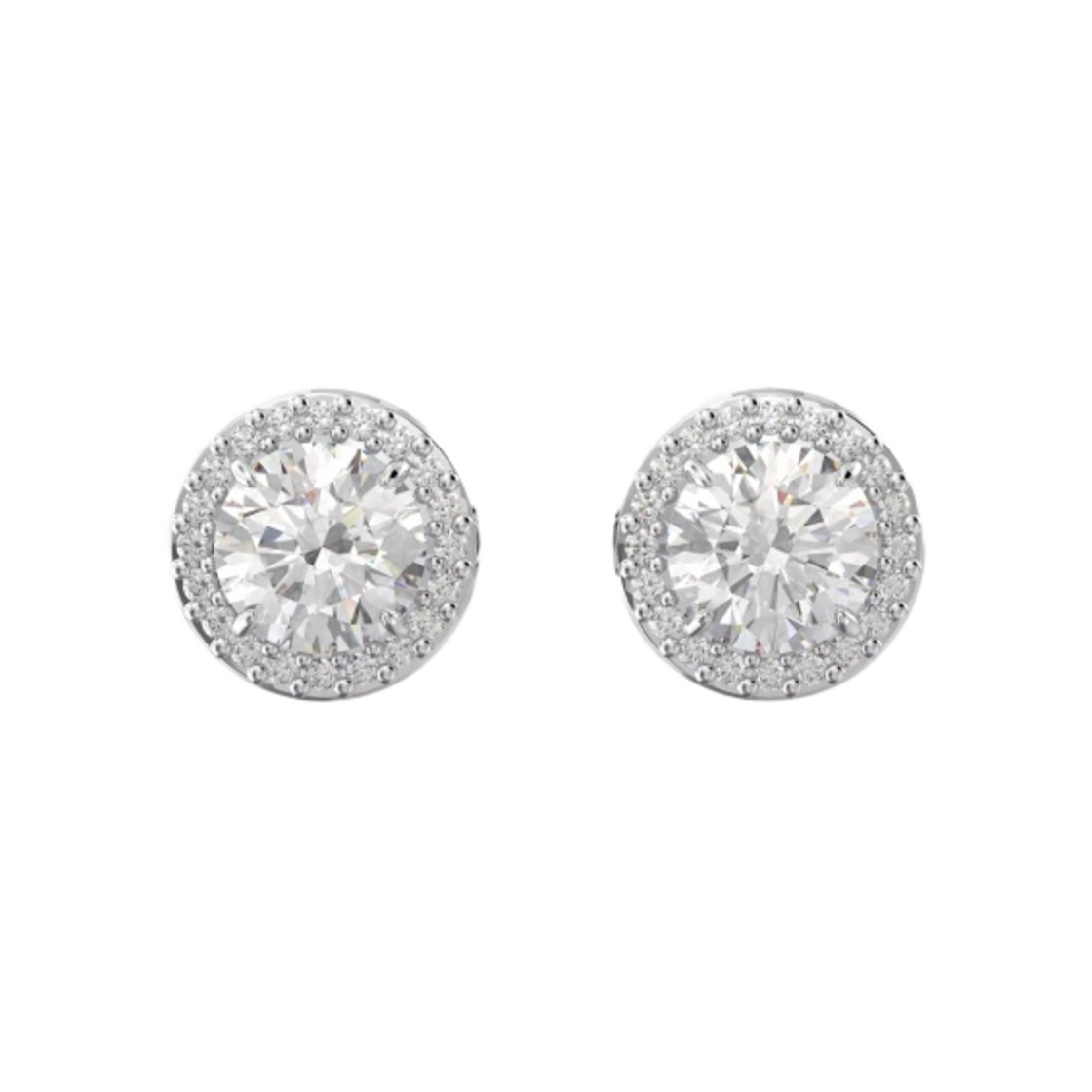 (W) 스와로브스키 콘스텔라 스터드 파베 이어링 화이트 로듐 플래팅((W) Swarovski Constella Stud Pave Earrings White Rhodium Plated)