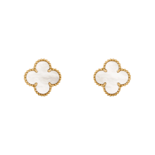 VCARA44100 (W) Van Cleef & Arpels Vintage Alhambra Earrings Yellow Gold Mother of Pearl