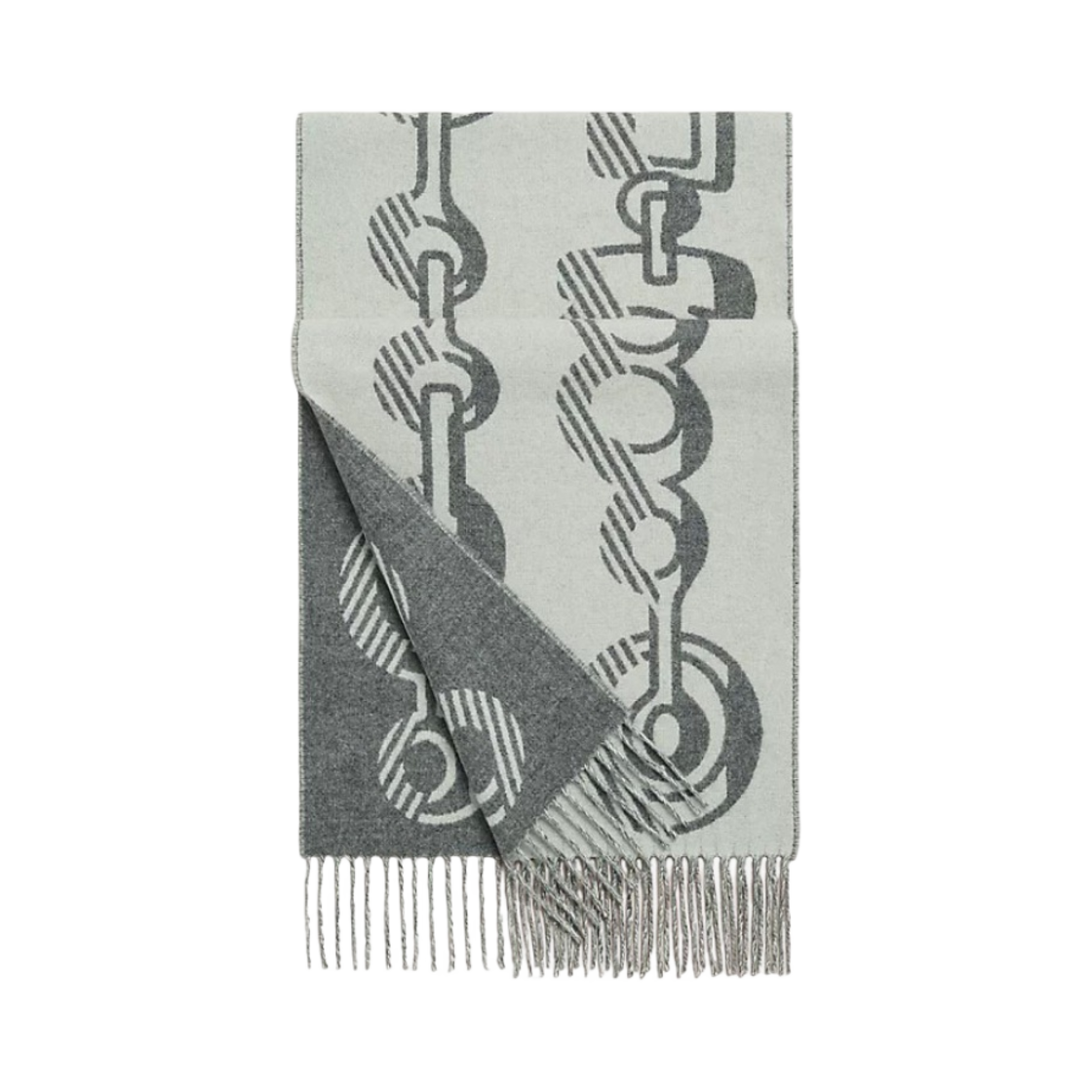 에르메스 카사크 도 레 부클레 머플러 이보아르 그리 플라넬(Hermes Casaque Do Re Boucles Muffler Ivoire Gris Flanelle) - 1