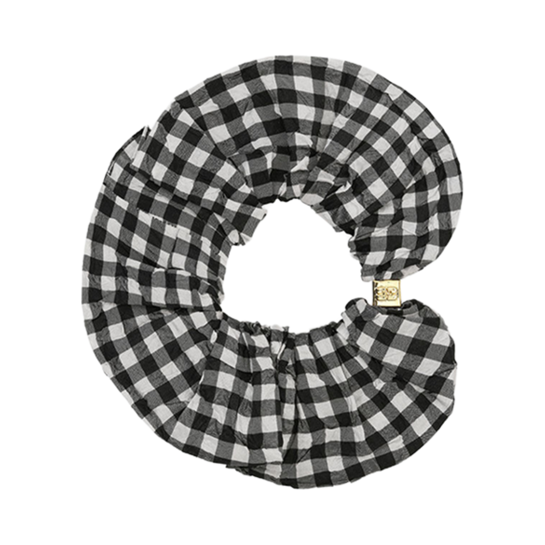 A6843-099 (W) Ganni Check Scrunchie Black