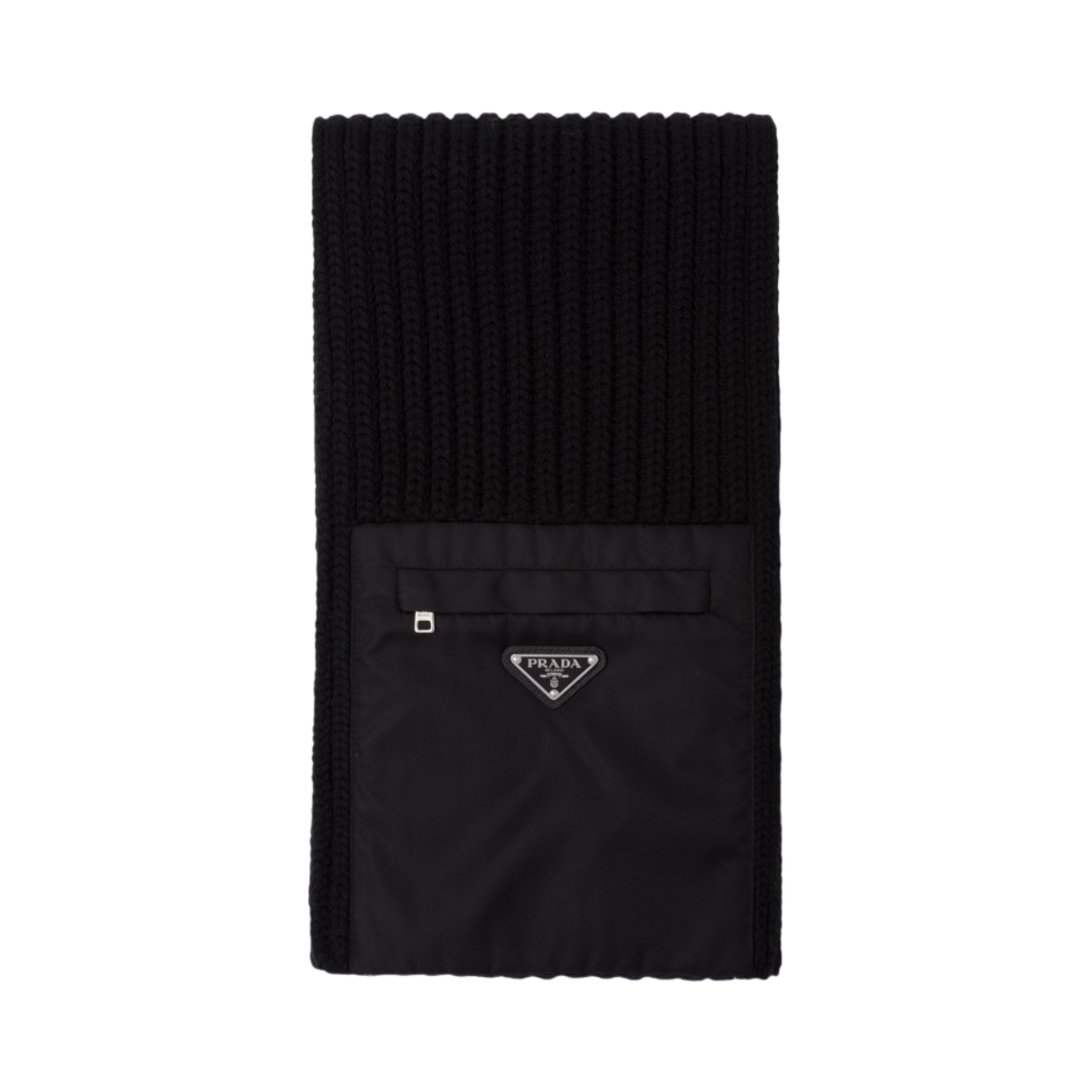 UMS354-1WTO-F0002 Prada Re-Nylon Gabardine and Wool Scarf Black