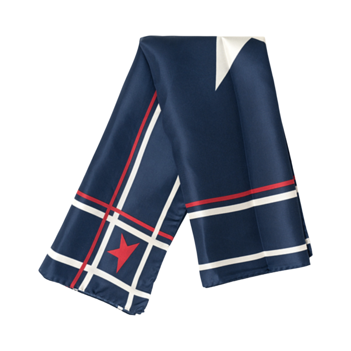 GUP01073-P000668-50486 Golden Goose Star Logo Silk Scarf Dark Blue