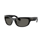 Ray-Ban Mega Balorama Blacked Out Collection Polished Black Frame Dark Grey Lenses High Bridge Fit