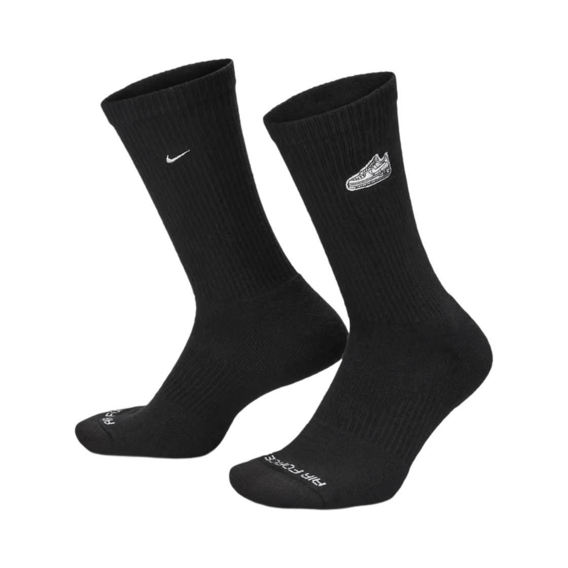 FZ3076-010 Nike Everyday Plus Cushioned Crew Socks Black White (Korean Ver.)