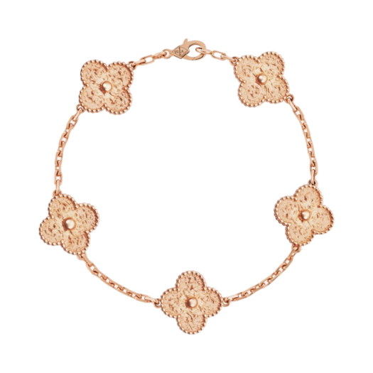 (W) Van Cleef & Arpels Vintage Alhambra Bracelet 5 Motifs Rose Gold