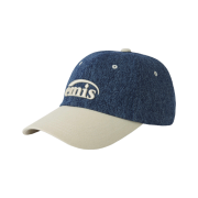 Emis New Logo Denim Ball Cap Dark Blue Denim Ivory